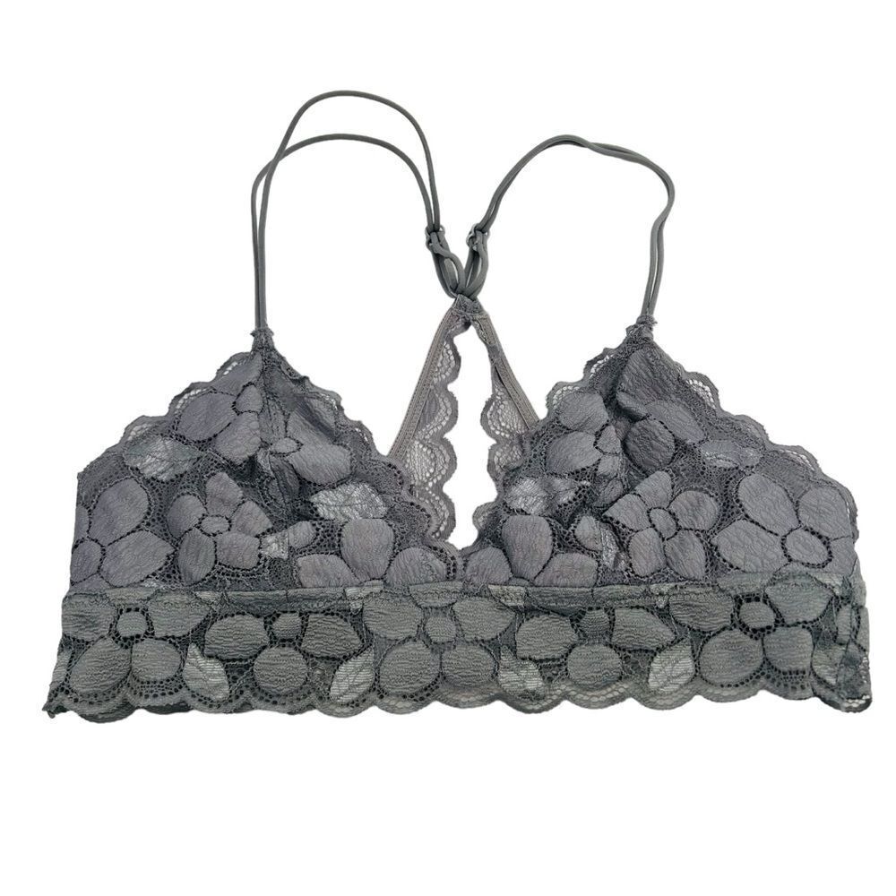 Aerie Gray floral lace racerback bralette